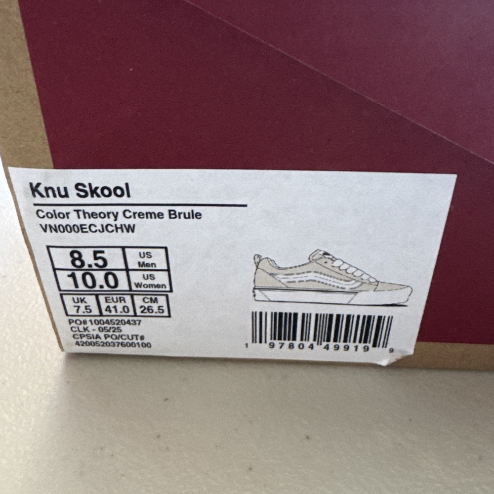 VANS Knu Skool Sneakers Size 8.5 Men's / 10 Women's Color Theory Crème Burle - Picture 6 of 6